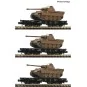 Fleischmann 845606 Set of 3 flat wagons for transporting heavy load... Fle_845606-Fleischmann 845606 Set of 3 flat wagons for transporting heavy loads, DRB, loaded with Panther tanks, N scale