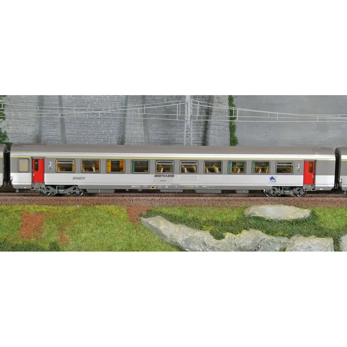 LS Models 41219 Set de 3 voitures VTU, A10tu / B11tu / B11tux, livré TER Alsace, SNCF, logo Nouille, éclairées Ls models LSM_412