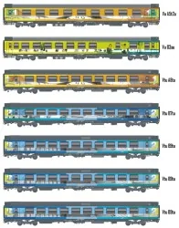 Models Word 2401 Set of 7 VTU coaches, original Teoz livery, cap lo...