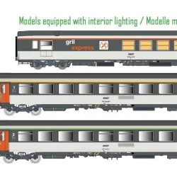 LS Models 41997 Set de 3 voitures corail VTU, SNCF, Le Montaigne, GE / A10rtu / B11rtu, logo encadré, éclairée Ls models LSM_419