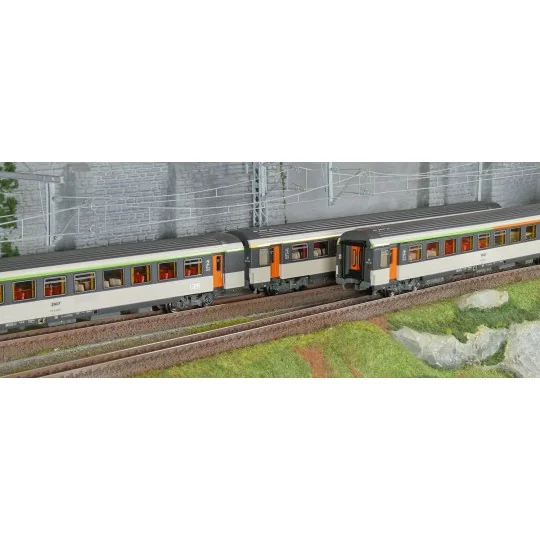 LSM_41998-LS Models 41998 Set of 3 Corail VTU coaches, SNCF, Le Montaigne, B5rtux / A10rtu / B11rtu, framed logo, illuminated