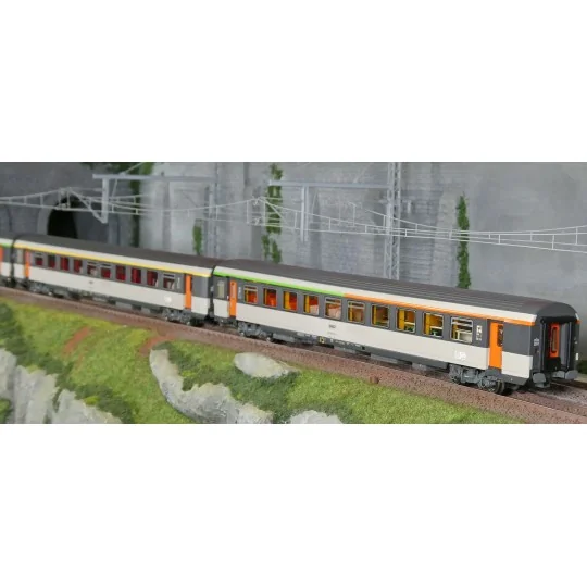 LSM_41998-LS Models 41998 Set of 3 Corail VTU coaches, SNCF, Le Montaigne, B5rtux / A10rtu / B11rtu, framed logo, illuminated