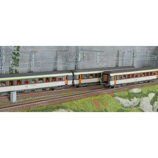 LSM_41999-LS Models 41999 Set de 3 voitures corail VTU, SNCF, Le Montaigne, A10rtu / B11tu / B11tu, logo encadré, éclairée