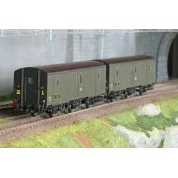 Models World 102 Set of 2 three-axle baggage cars, PLM, Dqd2m, Gree...