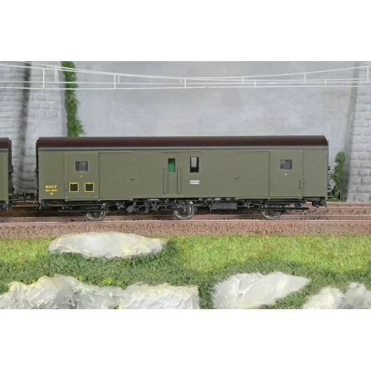 MW_102-Models World 102 Set de 2 Wagons fourgons 3 essieux, PLM, Dqd2m, Vert 306, ep.IIIb, feux fin de convoi