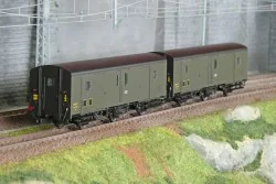 Models World 104 Set of 2 3-axle baggage cars, PLM, Dqd2m, Green 30...