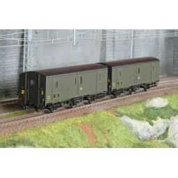 Models World 104 Set de 2 Wagons fourgons 3 essieux, PLM, Dqd2m, Vert 306, ep.IIIc-d, feux fin de convoi Models World MW_104 - 1