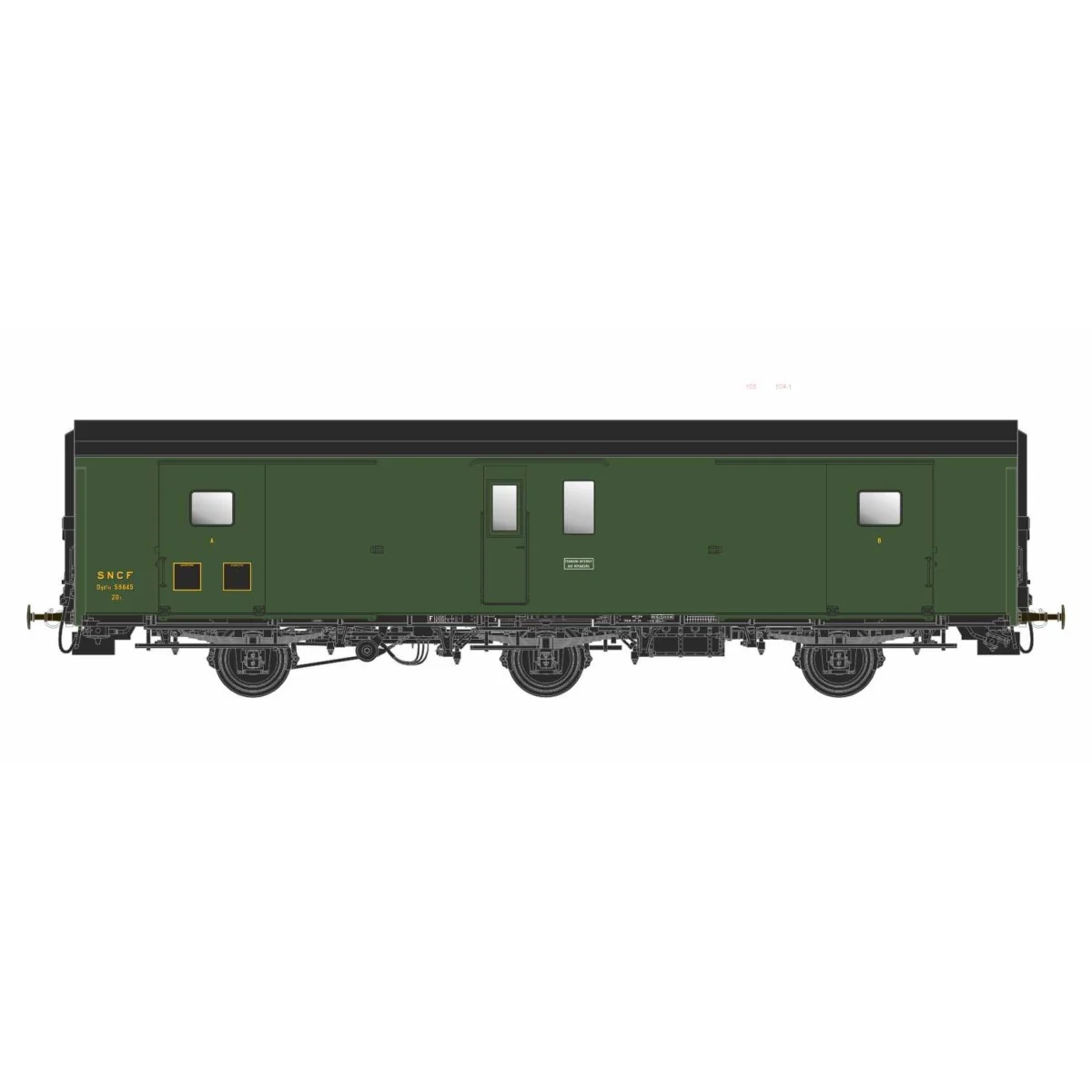Models World 103 Wagon fourgon 3 essieux, PLM, Dqd2m, Vert 306, ep.IIIc-d, feux fin de convoi Models World MW_103 - 3
