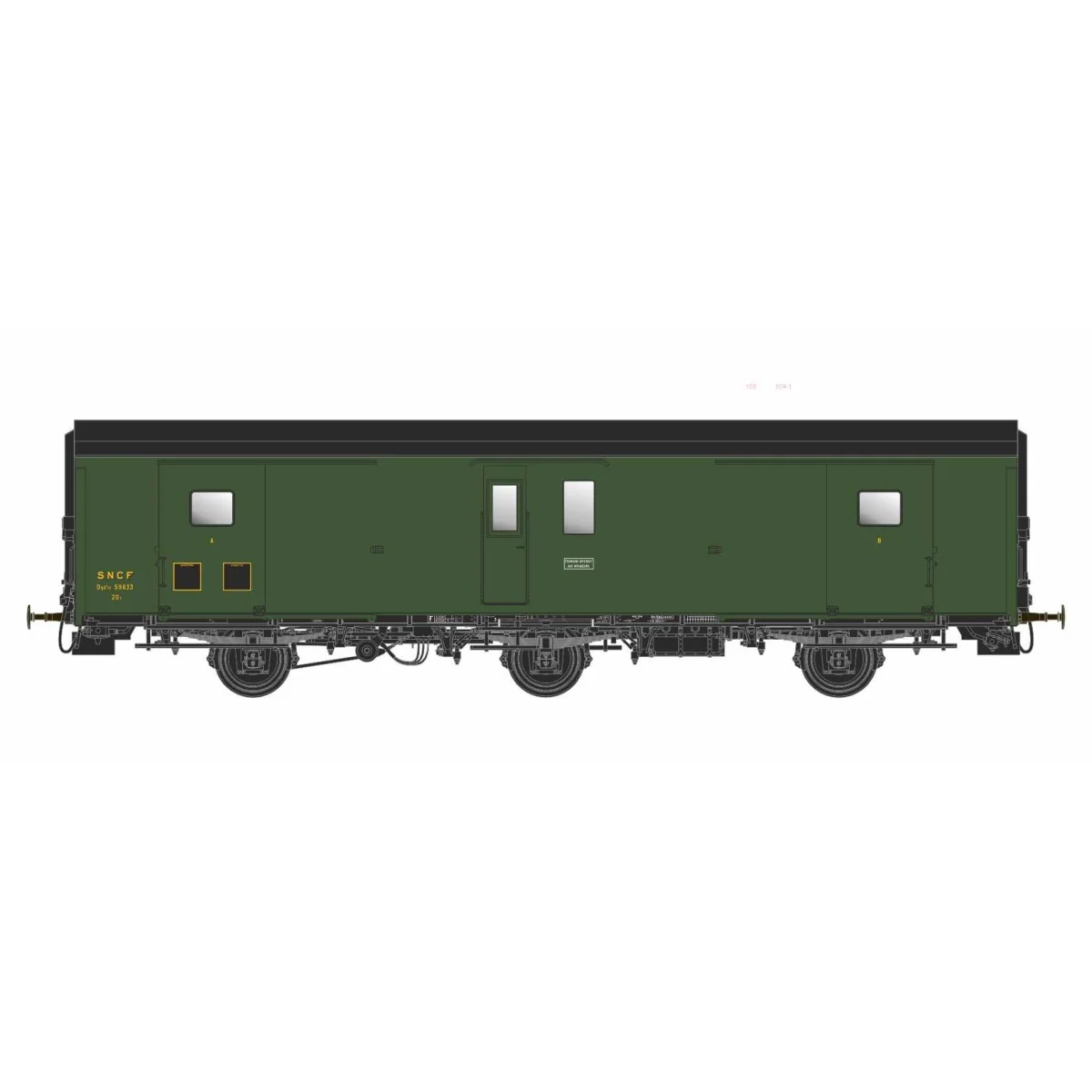 Models World 101 Wagon fourgon 3 essieux, PLM, Dqd2m, Vert 306, ep.IIIb, feux fin de convoi Models World MW_101 - 3