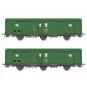 MW_108-Models World 108 Set de 2 wagons fourgons 3 essieux, PLM, Dd2, Vert 301, logo SNCF jaune, ep.IVa, feux fin de convoi