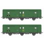 MW_108-Models World 108 Set of 2 three-axle baggage cars, PLM, Dd2, Green 301, yellow SNCF logo, ep.IVa, end-of-train lights