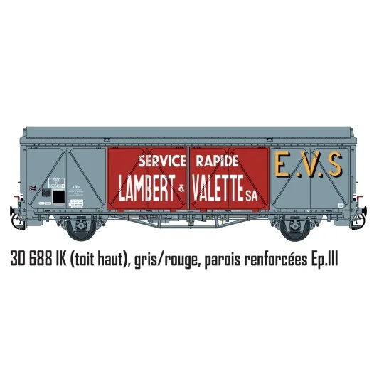 Lsm_30688-LS Models 30688 EVS Wagon, IK, SNCF, grey/red, reinforced walls, high roof, Lambert & Valette sa