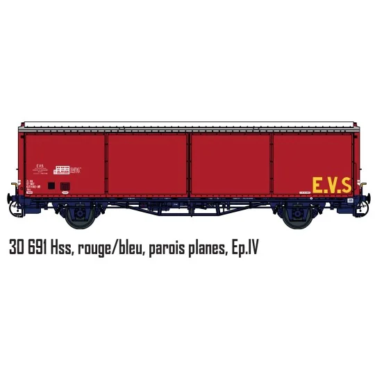 Lsm_30691-LS Models 30691 Wagon EVS, Hss, SNCF, rouge/bleu, parois planes
