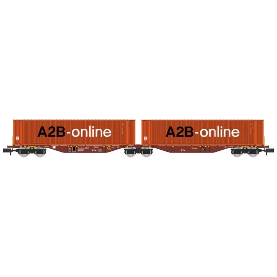 NW-231-REE Modeles NW231 Container wagon Sggmrss 90 TOUAX, SNCF, 2 x 45’ containers A2B-online, N- 1/160