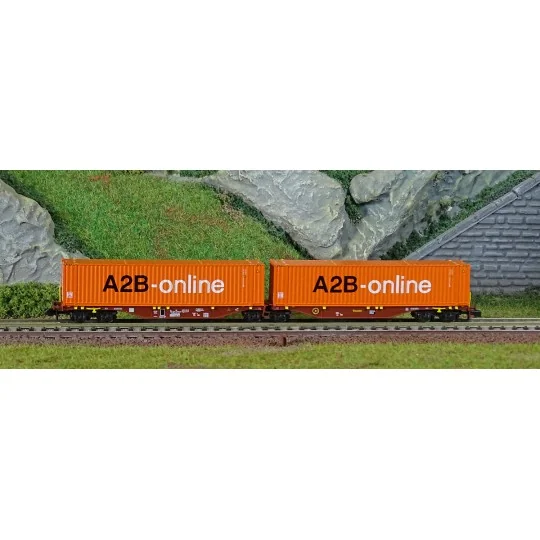 NW-231-REE Modeles NW231 Wagon porte conteneurs Sggmrss 90 TOUAX, SNCF, 2 conteneurs 45’ A2B-online, N- 1/160