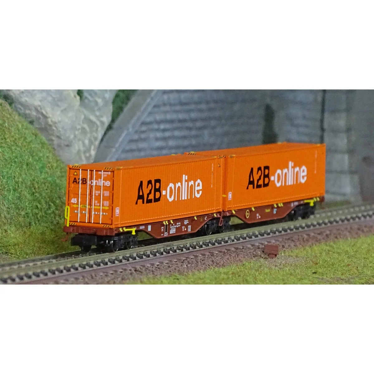 REE Modeles NW231 Wagon porte conteneurs Sggmrss 90 TOUAX, SNCF, 2 conteneurs 45’ A2B-online, N- 1/160 Ree Modeles NW-231 - 1