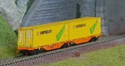 REE Modeles NW233 Wagon porte conteneurs Sggmrss 90 WASCOSA, SNCF, 2 conteneurs 45’ Containerships Magnum, N- 1/160 Ree Modeles 