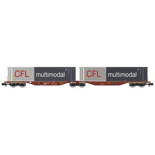REE Modeles NW234 Container wagon Sggmrss 90 TOUAX, SNCF, 2 x 45’ c... NW-234-REE Modeles NW234 Container wagon Sggmrss 90 TOUAX, SNCF, 2 x 45’ containers CFL multimodal, N- 1/160