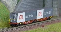 REE Modeles NW234 Wagon porte conteneurs Sggmrss 90 TOUAX, SNCF, 2 conteneurs 45’ CFL multimodal, N- 1/160 Ree Modeles NW-234 - 