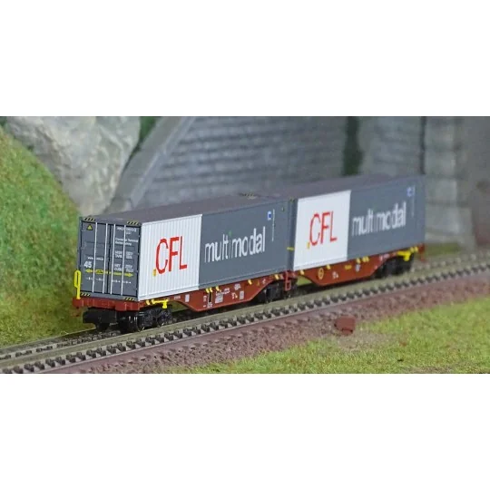 REE Modeles NW234 Container wagon Sggmrss 90 TOUAX, SNCF, 2 x 45’ c... NW-234-REE Modeles NW234 Container wagon Sggmrss 90 TOUAX, SNCF, 2 x 45’ containers CFL multimodal, N- 1/160