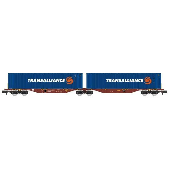 NW-235-REE Modeles NW235 Container wagon Sggmrss 90 TOUAX, SNCF, 2 x 45’ containers CFL Transalliance, N- 1/160