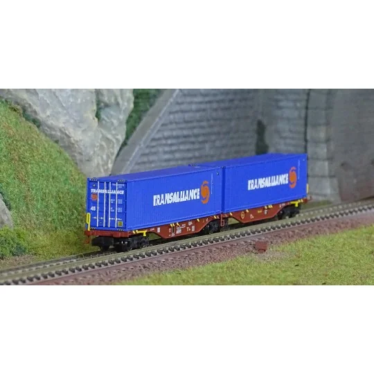 NW-235-REE Modeles NW235 Container wagon Sggmrss 90 TOUAX, SNCF, 2 x 45’ containers CFL Transalliance, N- 1/160