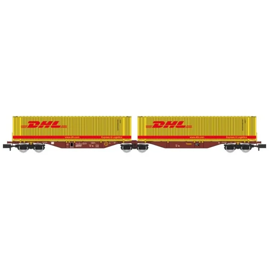 NW-236-REE Modeles NW236 Container wagon Sggmrss 90 TOUAX, SNCF, 2 x 45’ DHL containers, N- 1/160