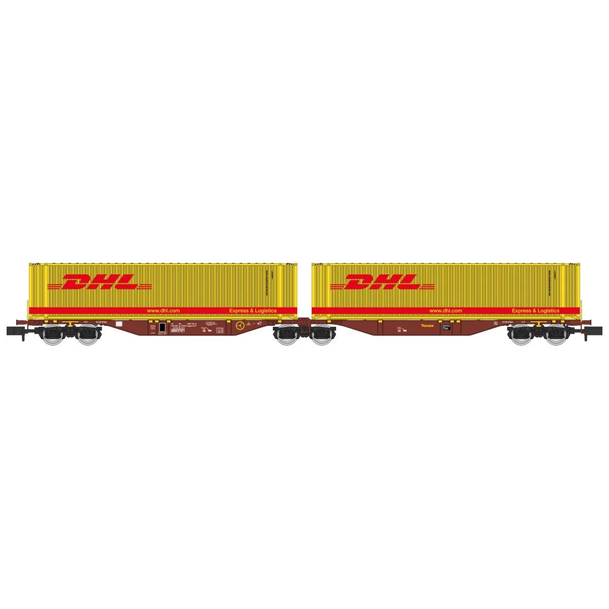 REE Modeles NW236 Wagon porte conteneurs Sggmrss 90 TOUAX, SNCF, 2 conteneurs 45’ DHL, N- 1/160 Ree Modeles NW-236 - 3