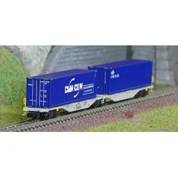 REE Modeles NW328 Container Wagon Sggmrss 90 AEE, SNCF, 2 x 40’ CGA...