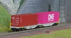 REE Modeles NW329 Wagon porte conteneurs Sggmrss 90 AEE, SNCF, 2 conteneurs 40’ ONE et TEX Ree Modeles NW-329 - 1