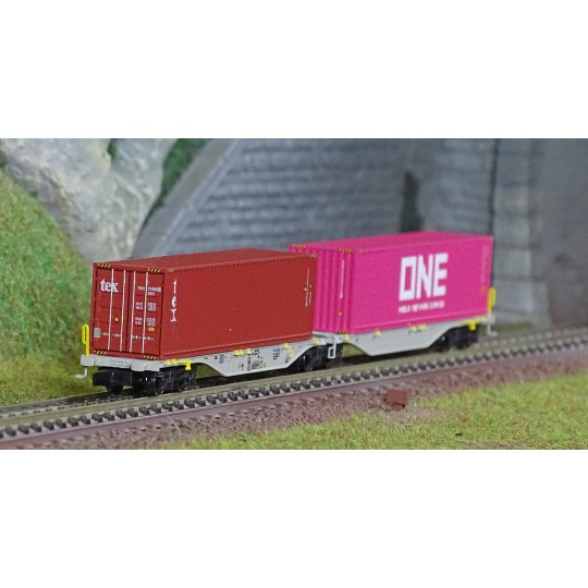 NW-329-REE Modeles NW329 Wagon porte conteneurs Sggmrss 90 AEE, SNCF, 2 conteneurs 40’ ONE et TEX