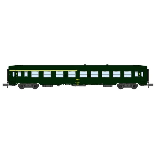 NW-257-REE Modeles NW257 Voiture voyageurs UIC, SNCF, A4B5 Verte, logo jaune encadré, ep.IV, N- 1/160