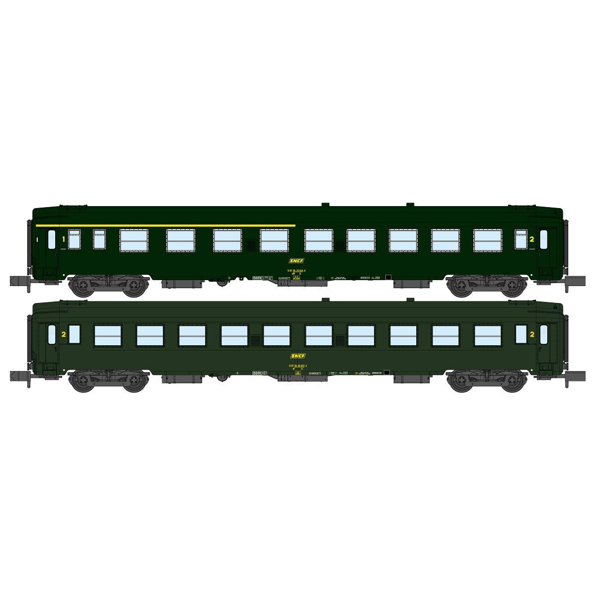 REE Modeles NW258 Set of 2 UIC, SNCF passenger cars, A4B5 and B10 G...