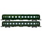 NW-258-REE Modeles NW258 Set de 2 voitures voyageurs UIC, SNCF, A4B5 et B10 Vertes, logo jaune encadré, ep.IV, N- 1/160