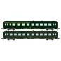 NW-258-REE Modeles NW258 Set de 2 voitures voyageurs UIC, SNCF, A4B5 et B10 Vertes, logo jaune encadré, ep.IV, N- 1/160