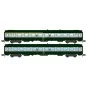 NW-260-REE Modeles NW260 Set de 2 voitures voyageurs UIC, SNCF, A4B5 et B10 Verte/Alu, logo jaune encadré, ep.IV, N- 1/160