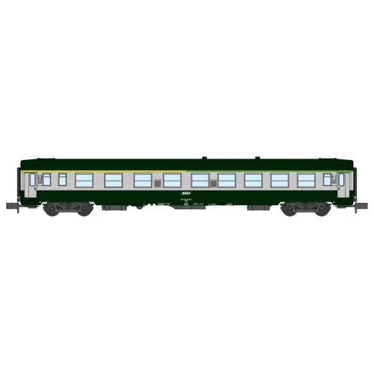 NW-262-REE Modeles NW262 Voiture voyageurs UIC, SNCF, A4B5 Verte/Gris béton, logo blanc encadré, ep.V, N- 1/160