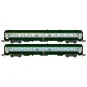 NW-263-REE Modeles NW263 Set de 2 voitures voyageurs UIC, SNCF, A4B5 et B10 Verte/Gris béton, logo blanc encadré, ep.V, N- 1/160