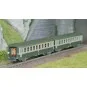 NW-263-REE Modeles NW263 Set de 2 voitures voyageurs UIC, SNCF, A4B5 et B10 Verte/Gris béton, logo blanc encadré, ep.V, N- 1/160
