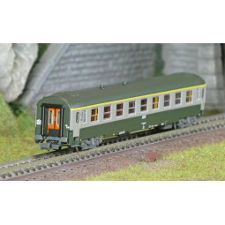 REE Modeles NW265 Voiture voyageurs UIC, SNCF, A9 Verte/Gris béton, logo blanc encadré, ep.V, N- 1/160 Ree Modeles NW-265 - 1