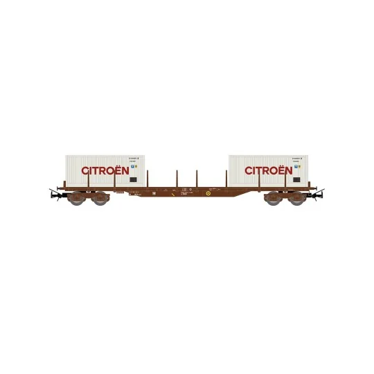 HJ6310-Jouef HJ6310 Flat wagon with sideboards and bogies, SNCF, loaded with 2 Citroën 20' containers