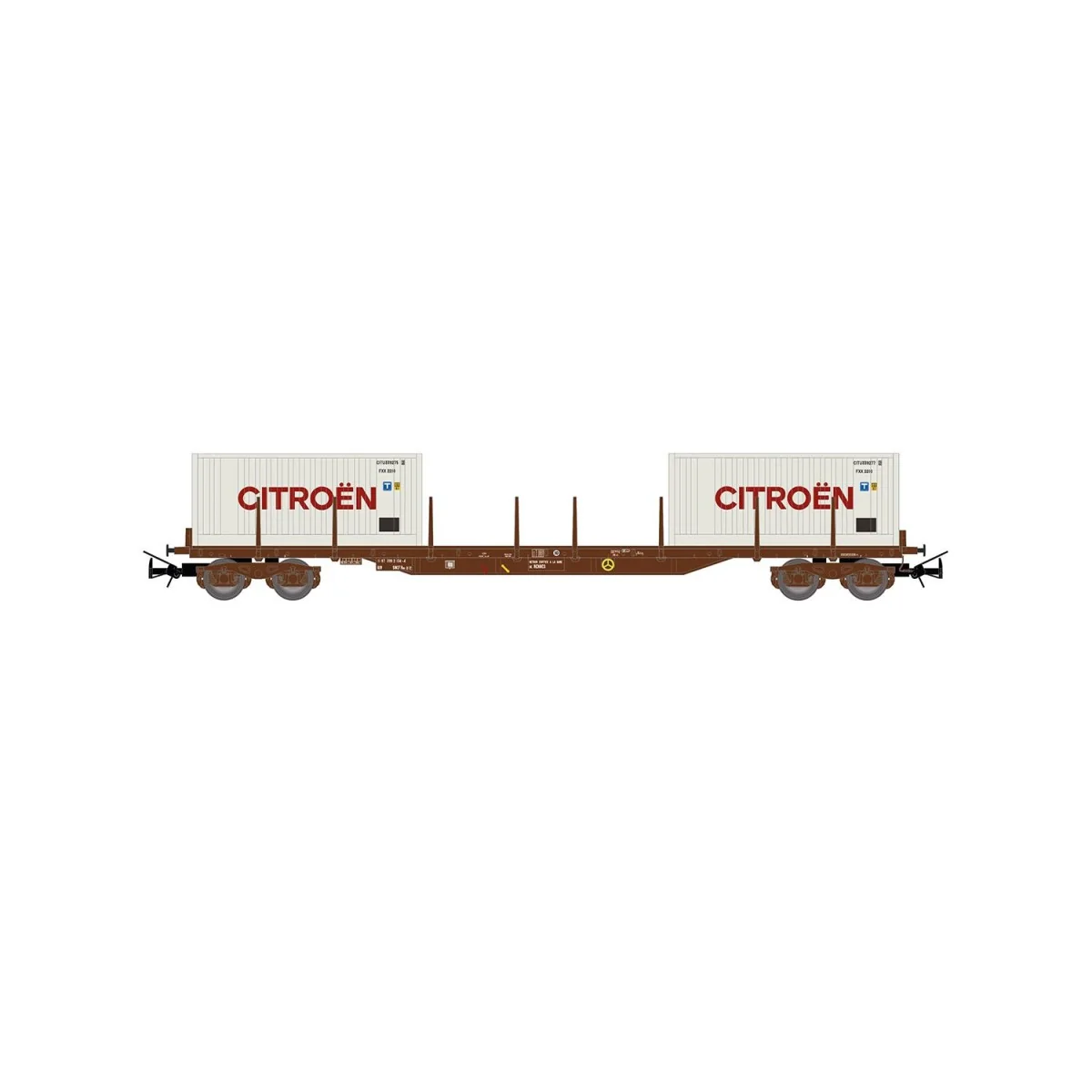 Jouef HJ6310 Wagon plat à ridelles Rs à bogies, SNCF, chargé 2 conteneurs de 20' Citroën Jouef HJ6310 - 1