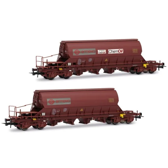 HJ6228-Jouef HJ6228 Set of 2 Taoos bogie hopper wagons, F-ERSA, Ermewa/Chemoil