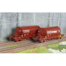 Jouef HJ6228 Set of 2 Taoos bogie hopper wagons, F-ERSA, Ermewa/Che...