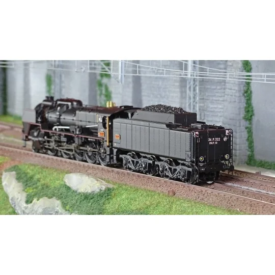 R37_HO41206DS-R37 HO41206DS Locomotive à vapeur 1-150 P 10 tender 34 P 322, SNCF, noire, Chalindrey, sonore, fumée