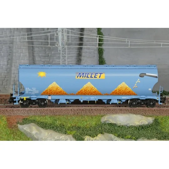 LS Models 30592 Tagnpps hopper wagons, light blue, new Millet logo,... LSM_30592-LS Models 30592 Tagnpps hopper wagons, light blue, new Millet logo, with sun