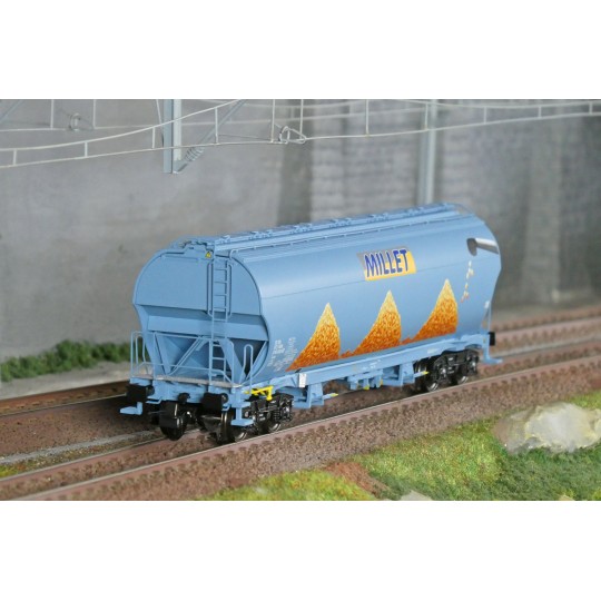 LSM_30593-Ls Models 30593 Wagons trémie Tagnpps, bleu clair, nouveau logo Millet
