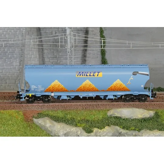 LS Models 30593 Tagnpps hopper wagons, light blue, new Millet logo LSM_30593-LS Models 30593 Tagnpps hopper wagons, light blue, new Millet logo