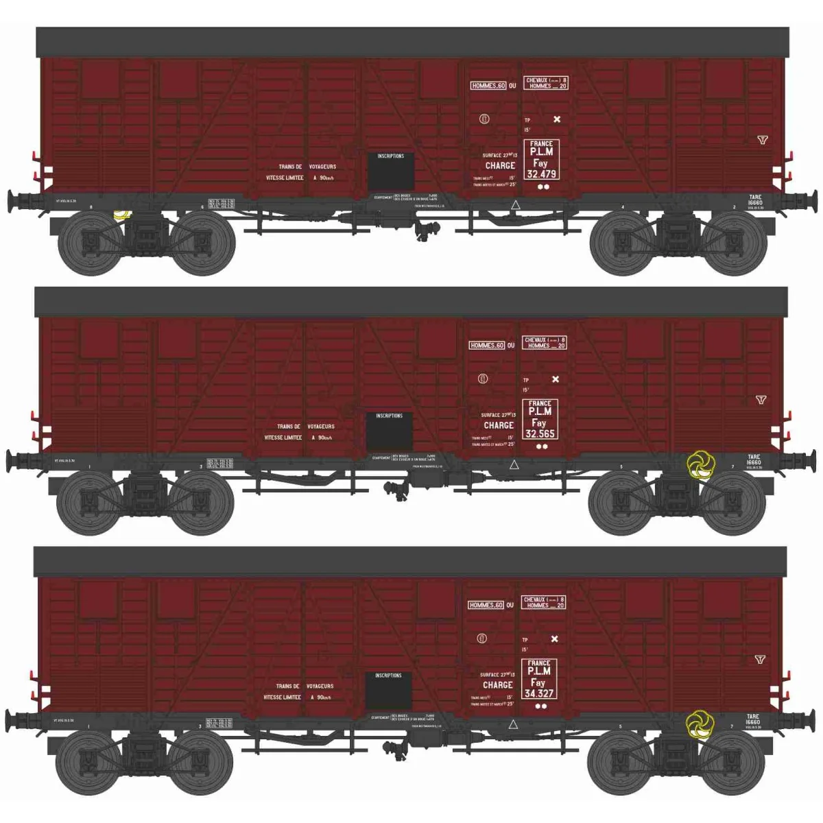 Ree Models WB907 Set of 3 Covered Public Works Wagons for Fruits an...