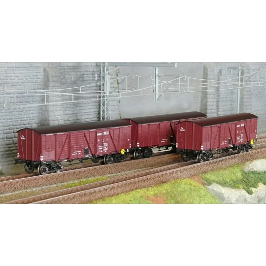 WB-907-Ree modeles WB907 Set de 3 wagons TP Couvert pour Primeurs, 4 portes, PLM, ep.II